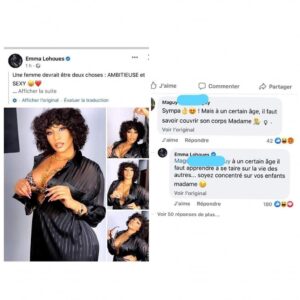 échange de commentaire entre Emma Lohoues et une abonnée