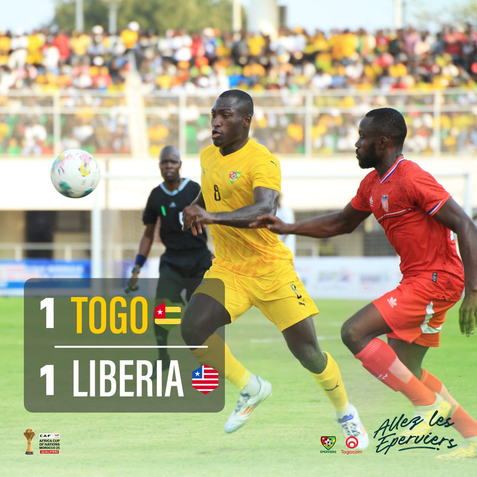 Togo 1-1 Liberia : Un nul amer pour le Togo en éliminatoires de la CAN 2025
